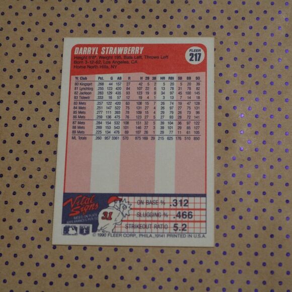 Darryl Strawberry #217 Baseball Card - Picture 2 of 2